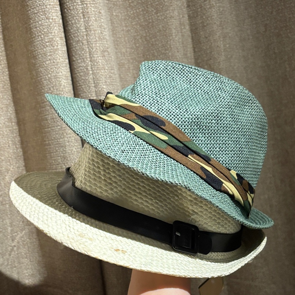 Stylish Green and Beige Fedora Hat